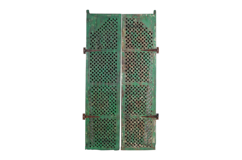 Antique Indian Jali Fretwork Teak Door Pair - Image 2