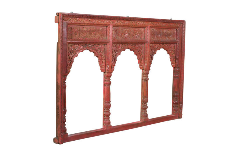 Antique Indian Teak Wood Reclaimed Mirror - Image 4