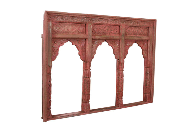 Antique Indian Teak Wood Reclaimed Mirror - Image 4