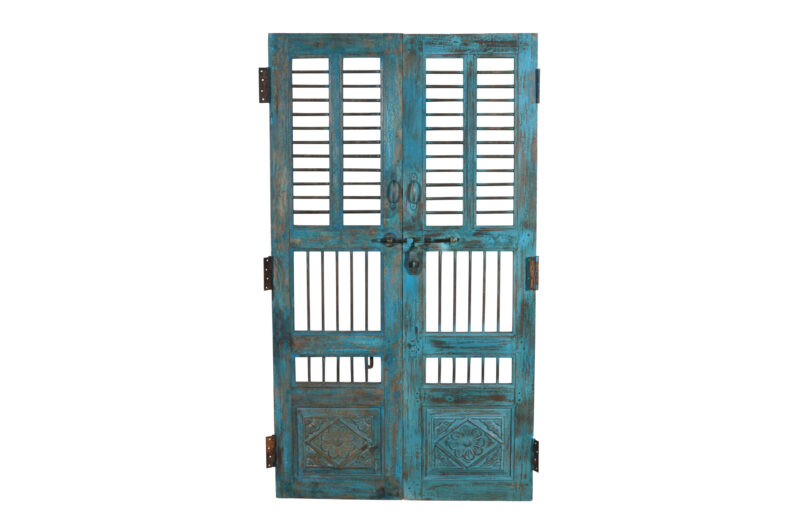 Antique Indian Teak Wood Jali Shutter Doors