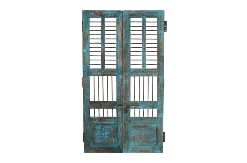 Antique Indian Teak Wood Jali Shutter Doors - Image 3