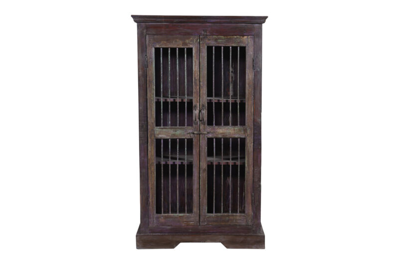 Reclaimed Indian Teak Wood Pinjara Cabinet - Image 2