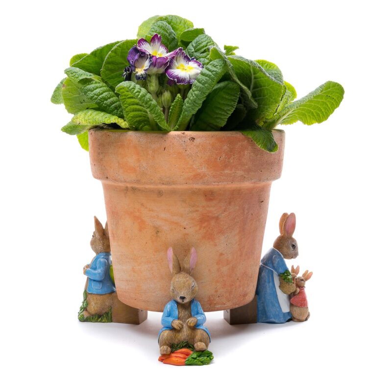 Beatrix Potter Peter Rabbit Plant Pot Feet - Set of 3 - Peter Sleeping, Peter With Watering Can, Mrs. Rabbit With Flopsy, Mopsy & Cottontail - Image 5