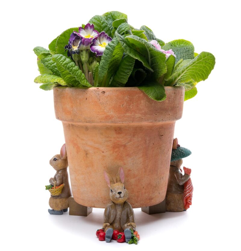 Beatrix Potter Benjamin Bunny Plant Pot Feet - Set of 3 - Benjamin In Tamoshanter Hat, Benjamin With Vegeatables, Benjamin Shopping - Image 7