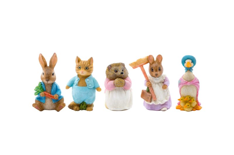 Beatrix Potter Set of 5 Cane or Stake Toppers Peter Rabbit, Tom Kitten, Mrs Tiggy Winkle, Hunca Munca, Jemima Puddle Duck