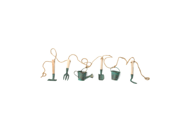 Decorative Handmade Garden Tool Garland - Verdi Gris