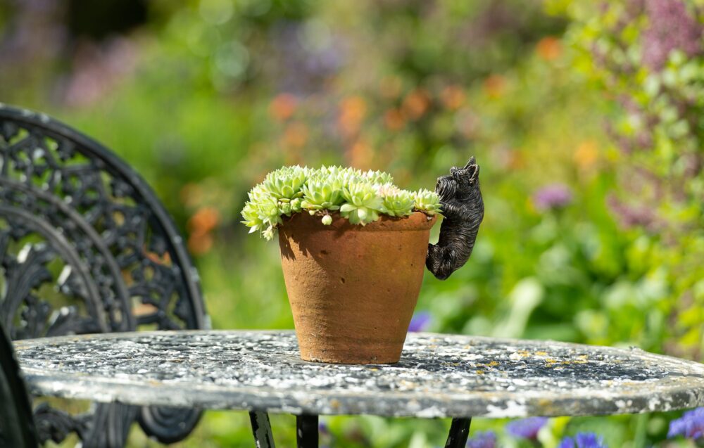 Antique Bronze Coloured Scottish Terrier Pot Buddy Pot Hanger - Image 9