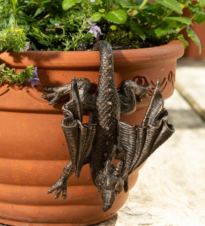 Antique Bronze Coloured Dragon Pot Buddy Plant Pot Hanger - Image 13