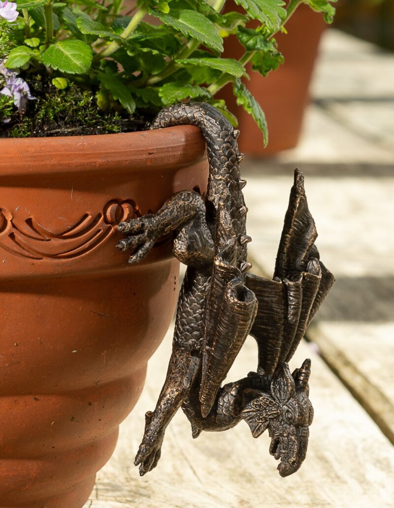 Antique Bronze Coloured Dragon Pot Buddy Plant Pot Hanger - Image 12