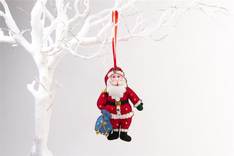 Handmade Felt Santa With His Sack Christmas Tree Hanging Decoration - 11.5 cm - Image 2