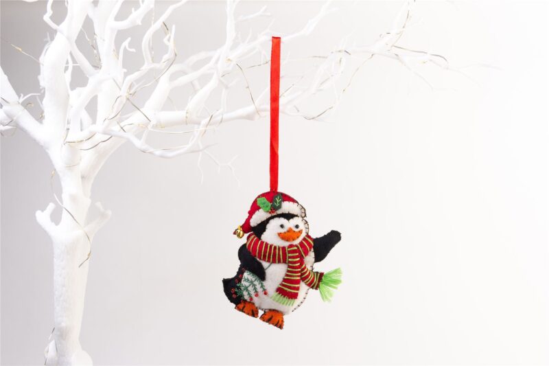 Handmade Felt Penguin Christmas Tree Hanging Decoration - 11.5 cm - Image 2