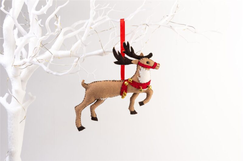 Handmade Felt Reindeer Christmas Tree Hanging Decoration - 18 cm - Image 2