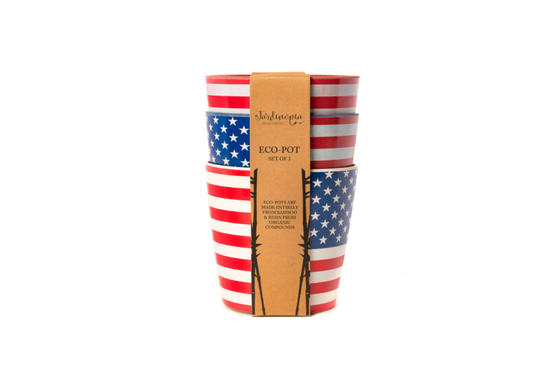 Bamboo Eco-Pot 'Flags' collection USA - The flag of the United States of America - Set of 3 - Image 2