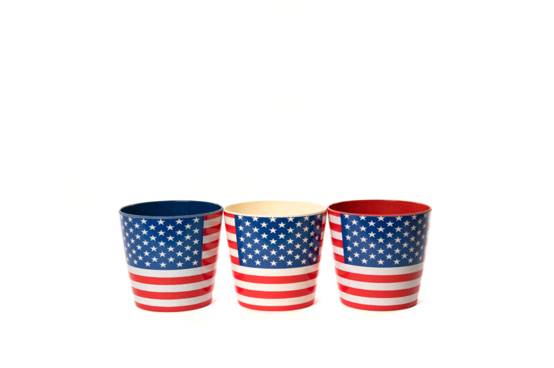 Bamboo Eco-Pot 'Flags' collection USA - The flag of the United States of America - Set of 3