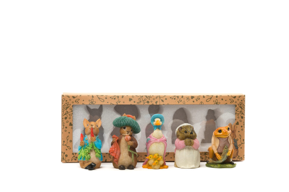 Beatrix Potter Set of 5 Cane or Stake Toppers Peter Rabbit, Benjamin Bunny, Mrs Tiggy Winkle, Jeremy Fisher, Jemima Puddle Duck