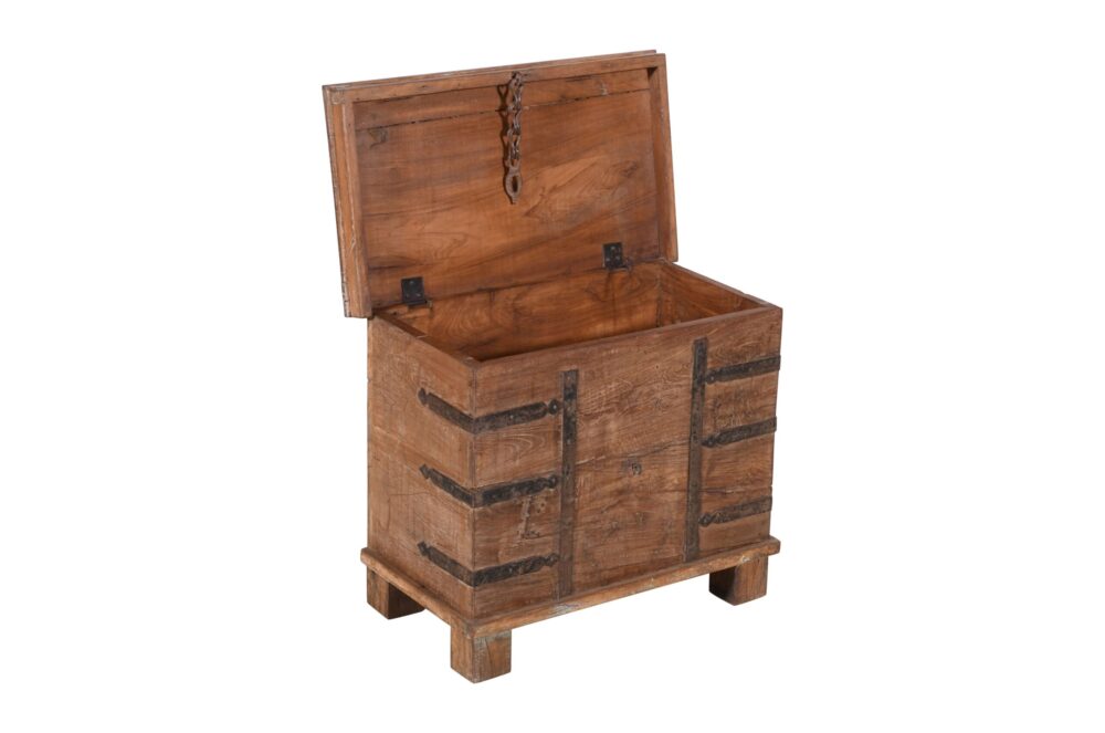 Antique Indian Teak Wood Storage Box - Image 2