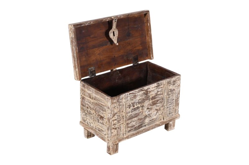 Antique Indian Teak Wood Storage Box - Image 4