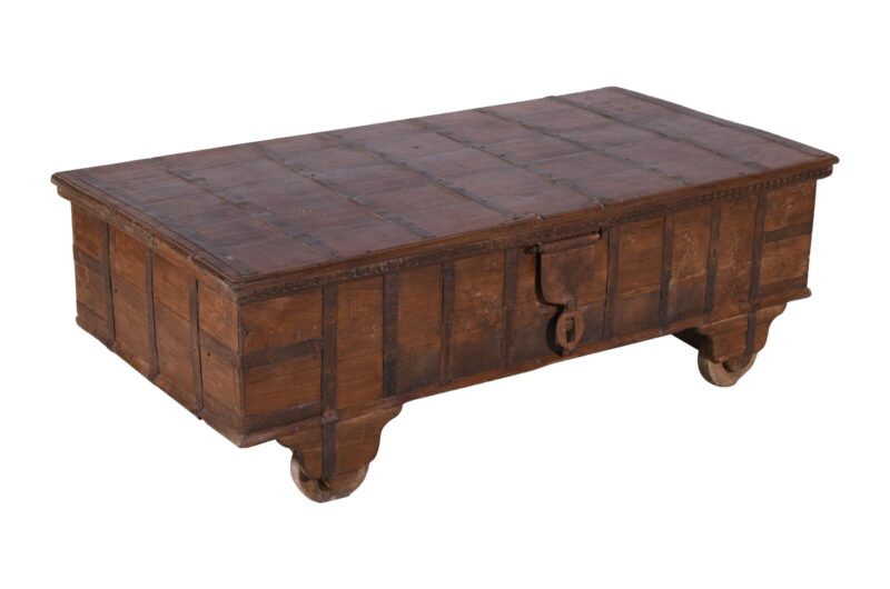 Antique Indian Teak Wood Surti Coffee Table Chest - Image 2