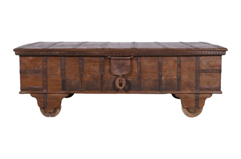 Antique Indian Teak Wood Surti Coffee Table Chest