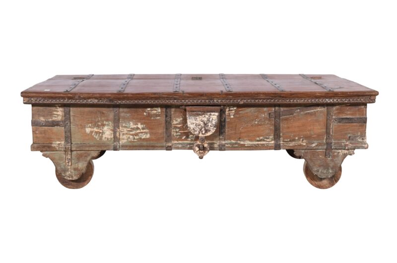 Antique Indian Teak Wood Surti Coffee Table Chest