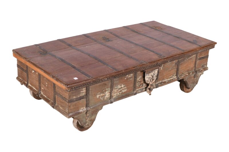 Antique Indian Teak Wood Surti Coffee Table Chest - Image 3