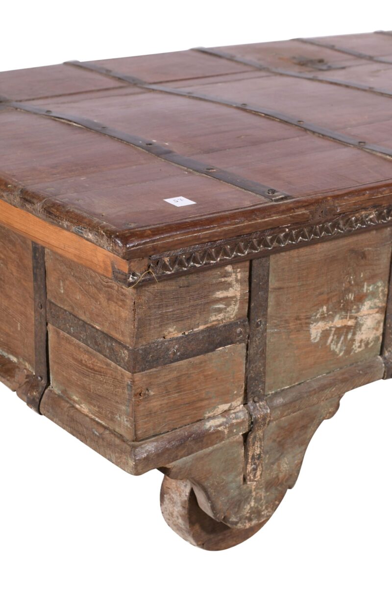 Antique Indian Teak Wood Surti Coffee Table Chest - Image 4