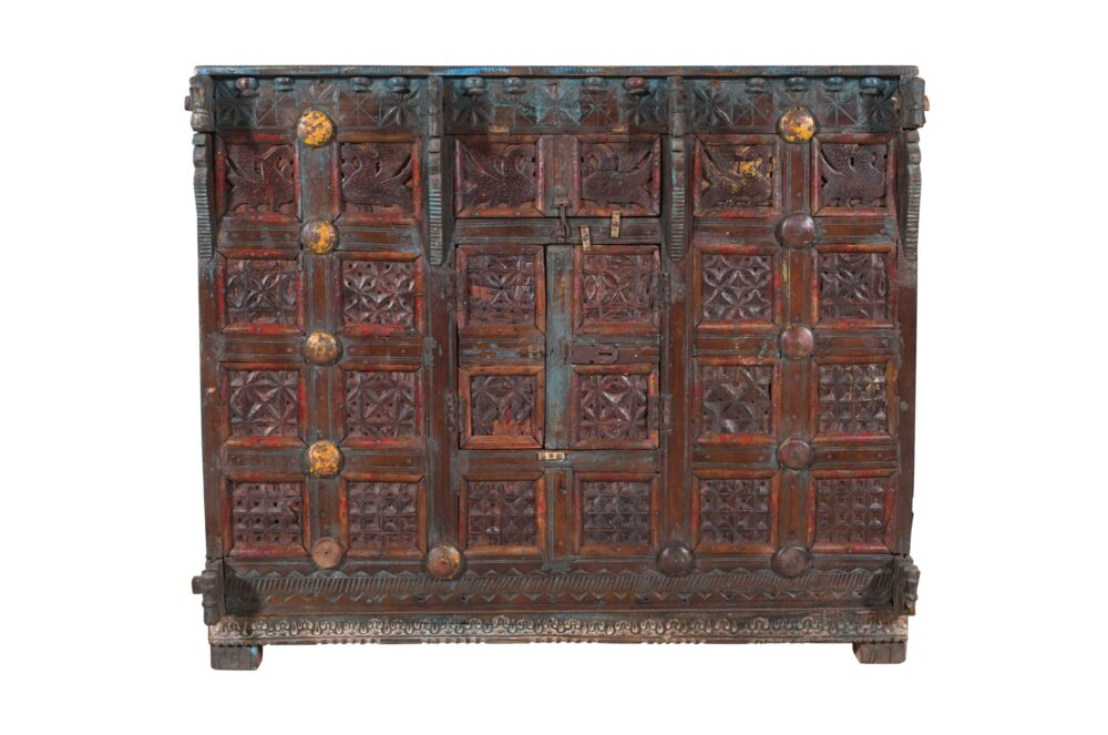 Antique Indian Teak Wood Damchiya Chest
