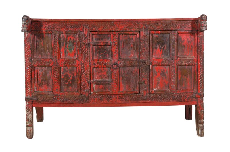 Antique Indian Teak Wood Damchiya Chest