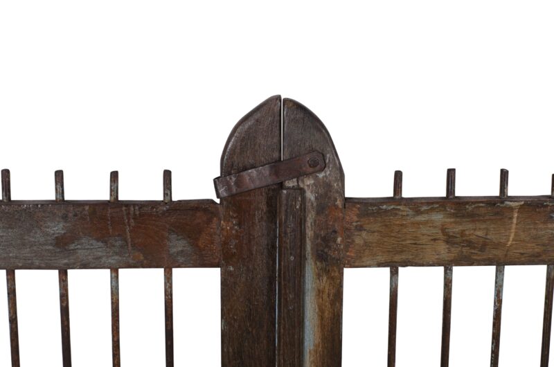 Antique Indian Teak and Iron Garden Dog Gate Pair - Image 2