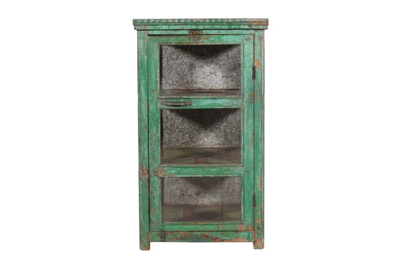 Antique Indian Teak Wood Pinjara Display Cupboard