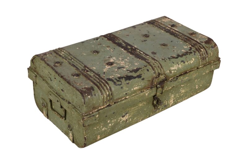 Vintage Indian Metal Travel Chest Coffee Table Storage Trunk - Image 3