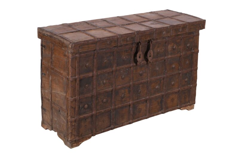 Antique Indian Teak Wood Pitara Console Chest - Image 4