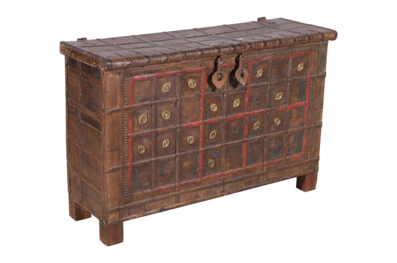 Antique Indian Teak Wood Pitara Console Chest - Image 3