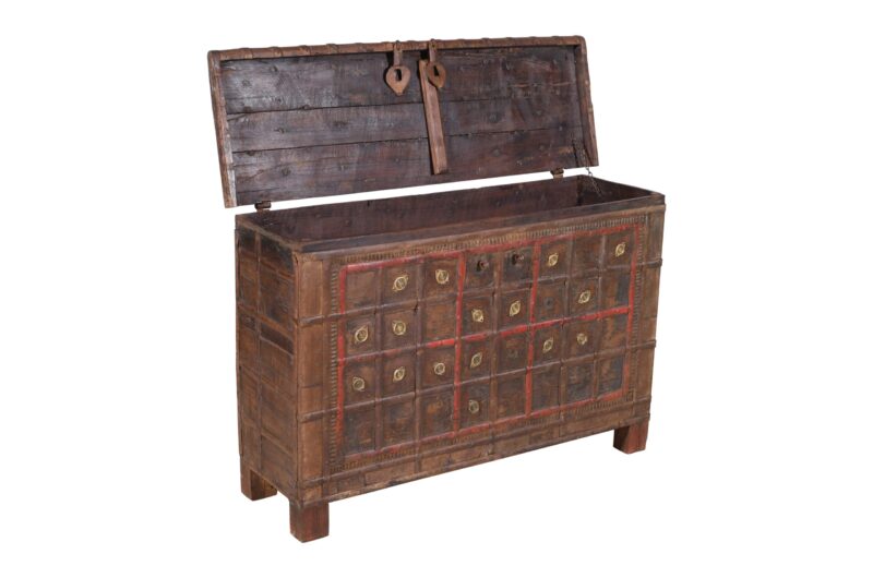 Antique Indian Teak Wood Pitara Console Chest - Image 5