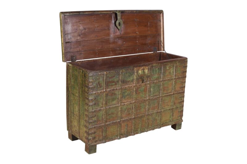 Antique Indian Teak Wood Pitara Console Chest - Image 5