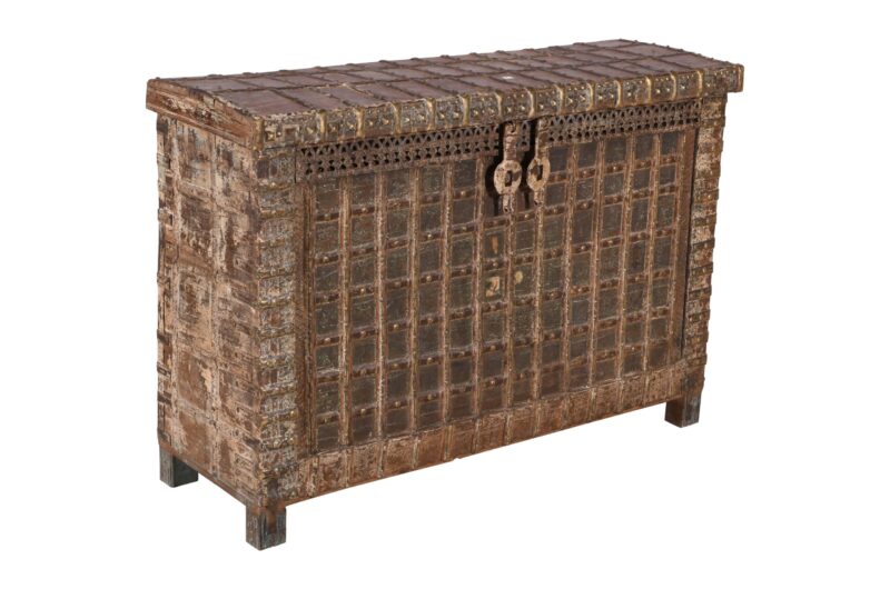 Antique Indian Teak Wood Pitara Console Chest - Image 2