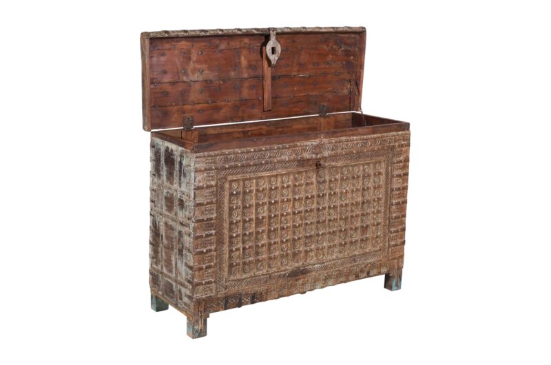 Antique Indian Teak Wood Pitara Console Chest - Image 4