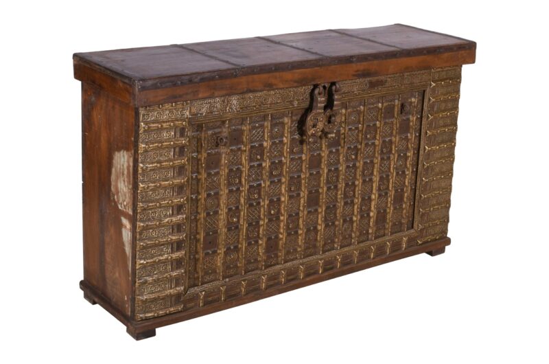 Antique Indian Teak Wood Pitara Console Chest - Image 3