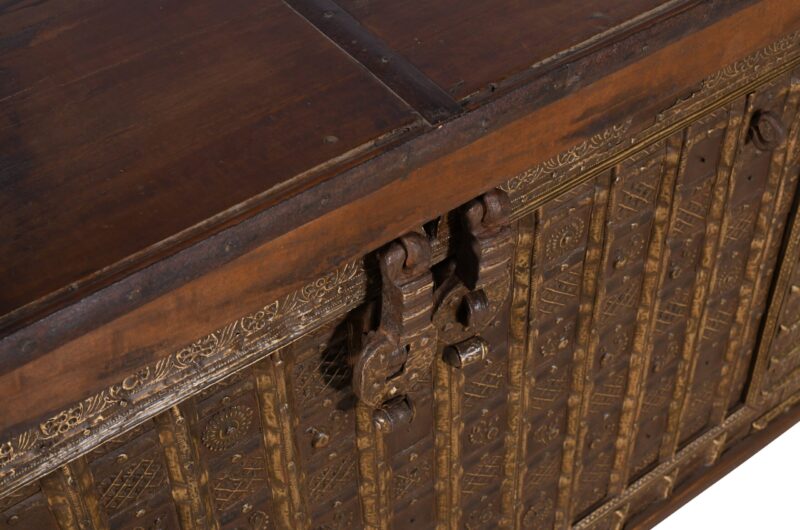 Antique Indian Teak Wood Pitara Console Chest - Image 5