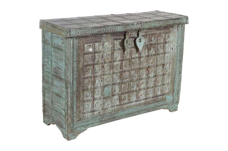 Antique Indian Teak Wood Pitara Console Chest - Image 4