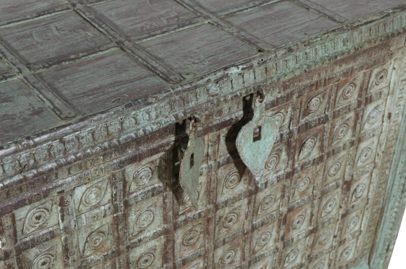 Antique Indian Teak Wood Pitara Console Chest - Image 3