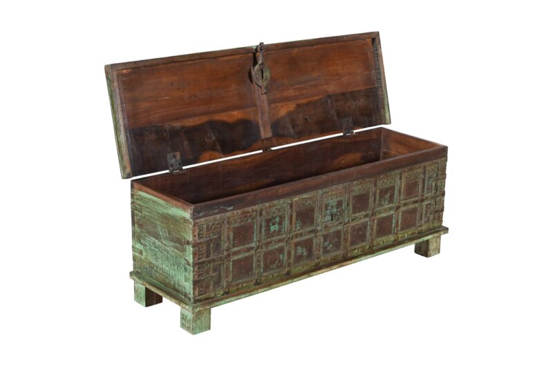 Antique Indian Teak Wood Quarter Chest - Image 4