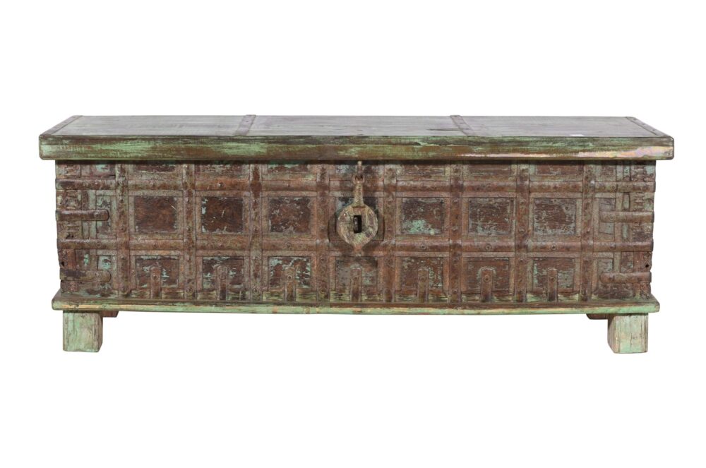 Antique Indian Teak Wood Quarter Chest