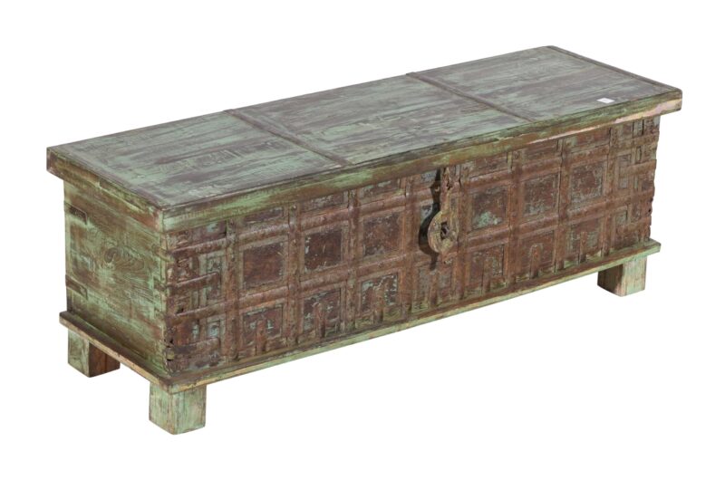 Antique Indian Teak Wood Quarter Chest - Image 4