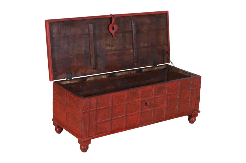 Antique Indian Teak Wood Quarter Chest - Image 5