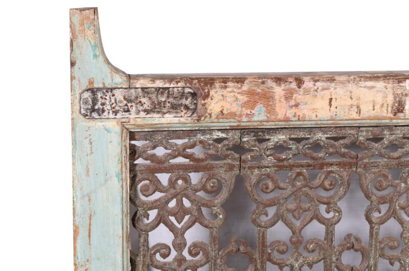 Vintage Reclaimed Indian Teak Wood and Iron Bannister - Image 3