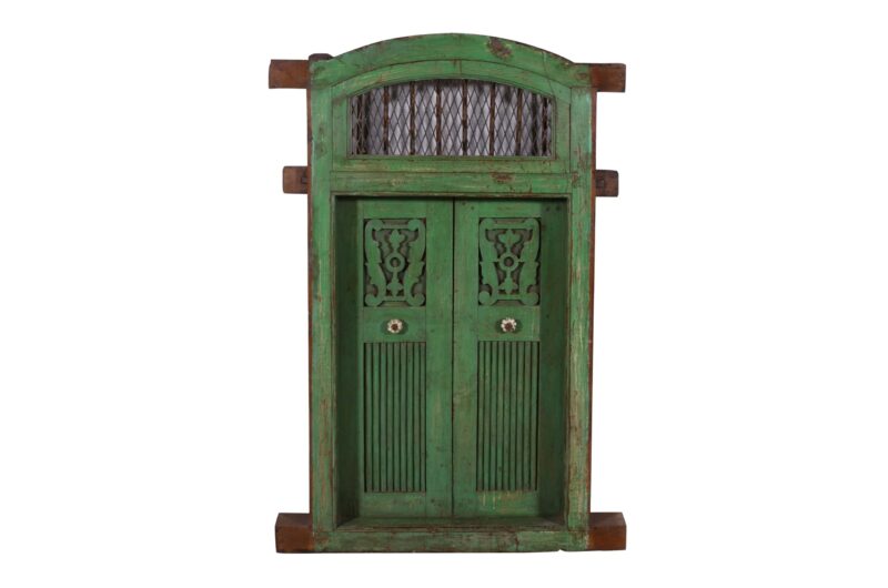 Antique Indian Teak Window, Shutters and Surround Frame - Image 4