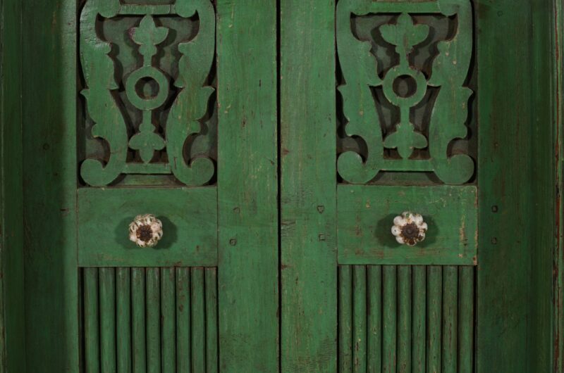 Antique Indian Teak Window, Shutters and Surround Frame - Image 3