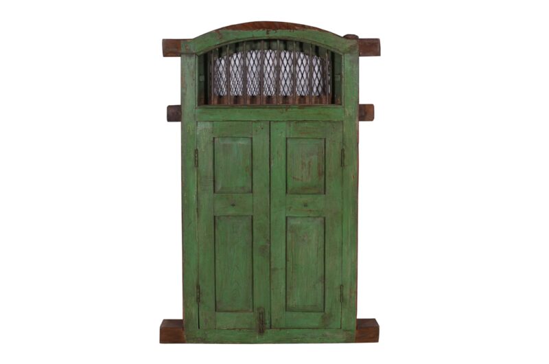 Antique Indian Teak Window, Shutters and Surround Frame