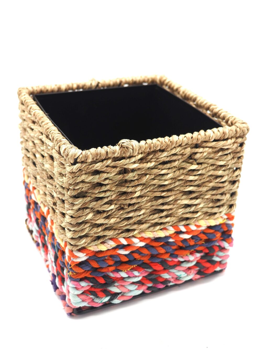 Munja And Reclaimed Sari Fabric Planter – Medium - Image 4